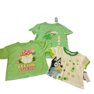 3 PC Bundle Squishmallows Bluey Cat & Jack Kids Short Sleeve Tees Set Size S/6-7